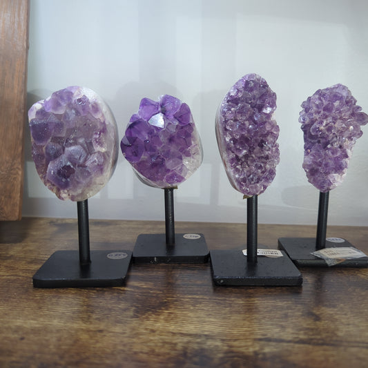 Amethyst-On metal base- Stone Druse