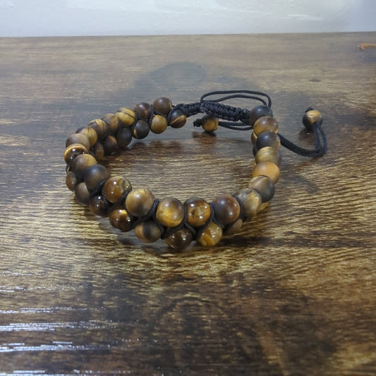 Tiger Eye Double Row Adjustable Bracelet