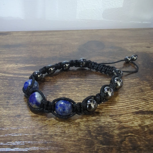 Lapis Lazuli With Magnetic Hematite Adjustable Bracelet