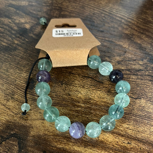 Rainbow Fluorite 10mm Adjustable Bracelet