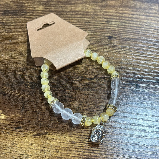 Citrine Crystal Quartz Buddha Charm Bracelet