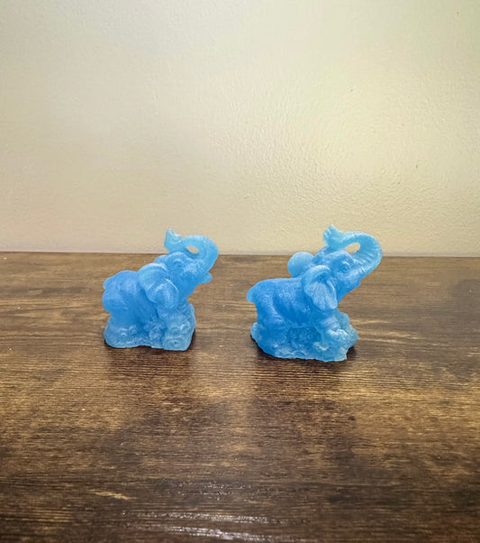 Blue frosted glass elephant