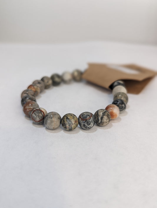 Map Stone Jasper 8mm Bracelet