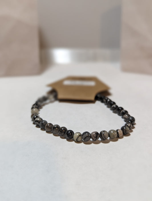 Black Silk Jasper 4mm Bracelet