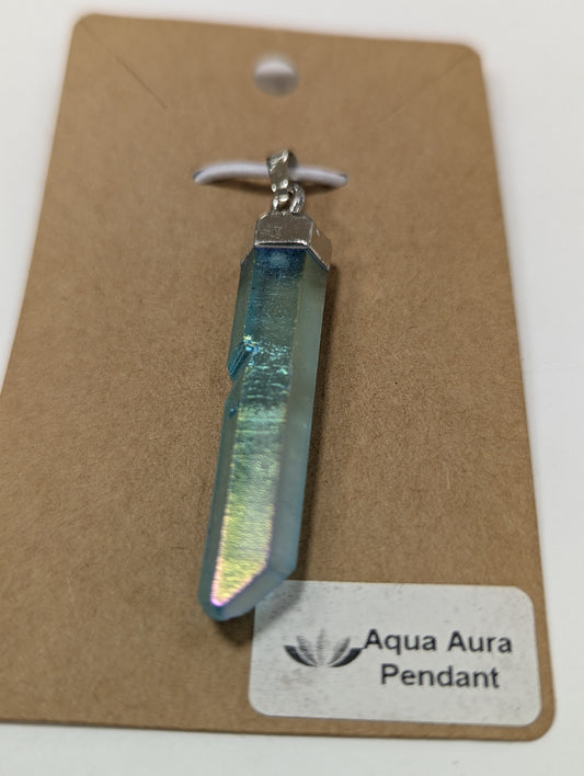 Aqua Aura Plated Crystal Pendant