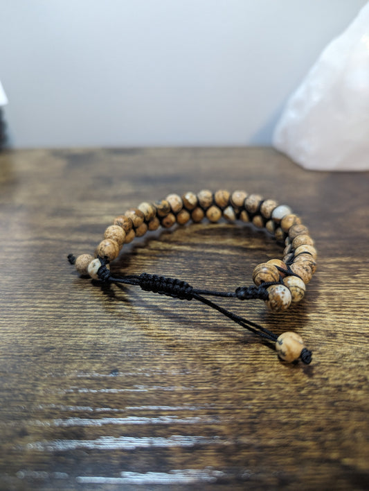 Picture Jasper Double Row Adjustable Bracelet